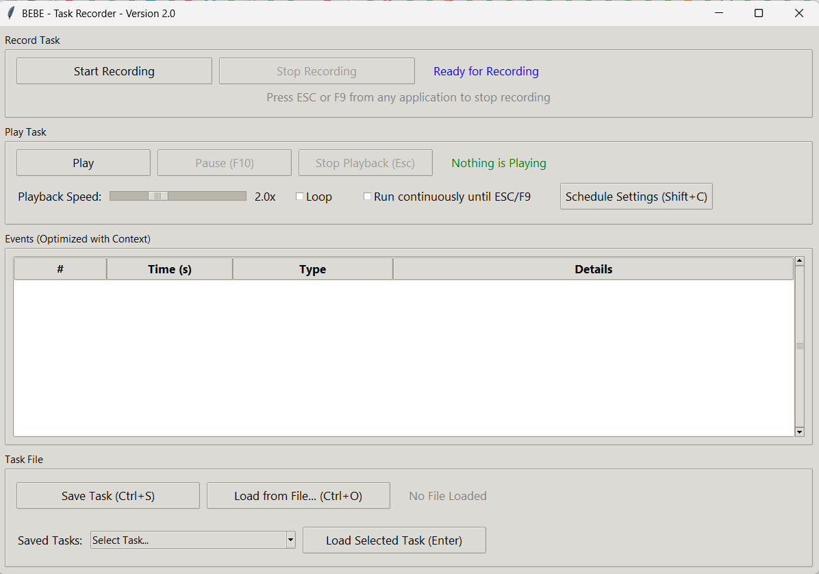 BEBE Task Recorder Interface